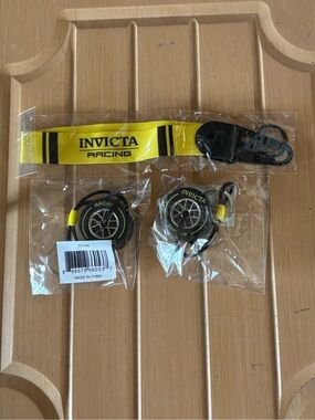 2 Invicta Yellow and Black Racing key chains with Branded Lanyard